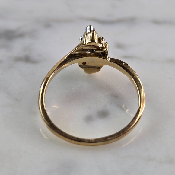 Womens Vintage Estate 14K Yellow Gold Diamond Ring, 2.3g E1839 - Picture 3 of 6